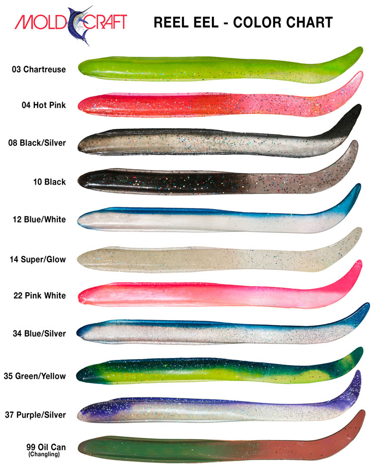 Reel Eel color chart